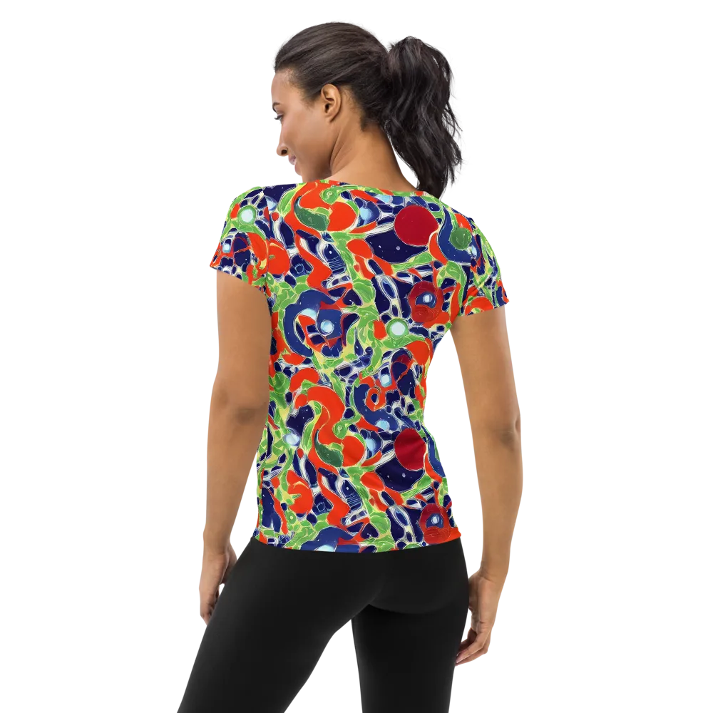 Neon Riviera on Women's Athletic T-Shirt — Back
