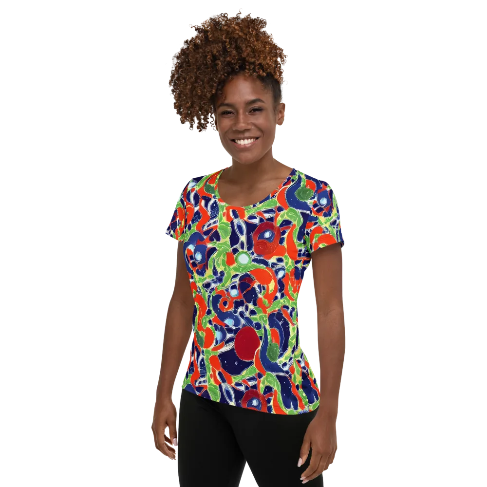 Neon Riviera on Women's Athletic T-Shirt — Left