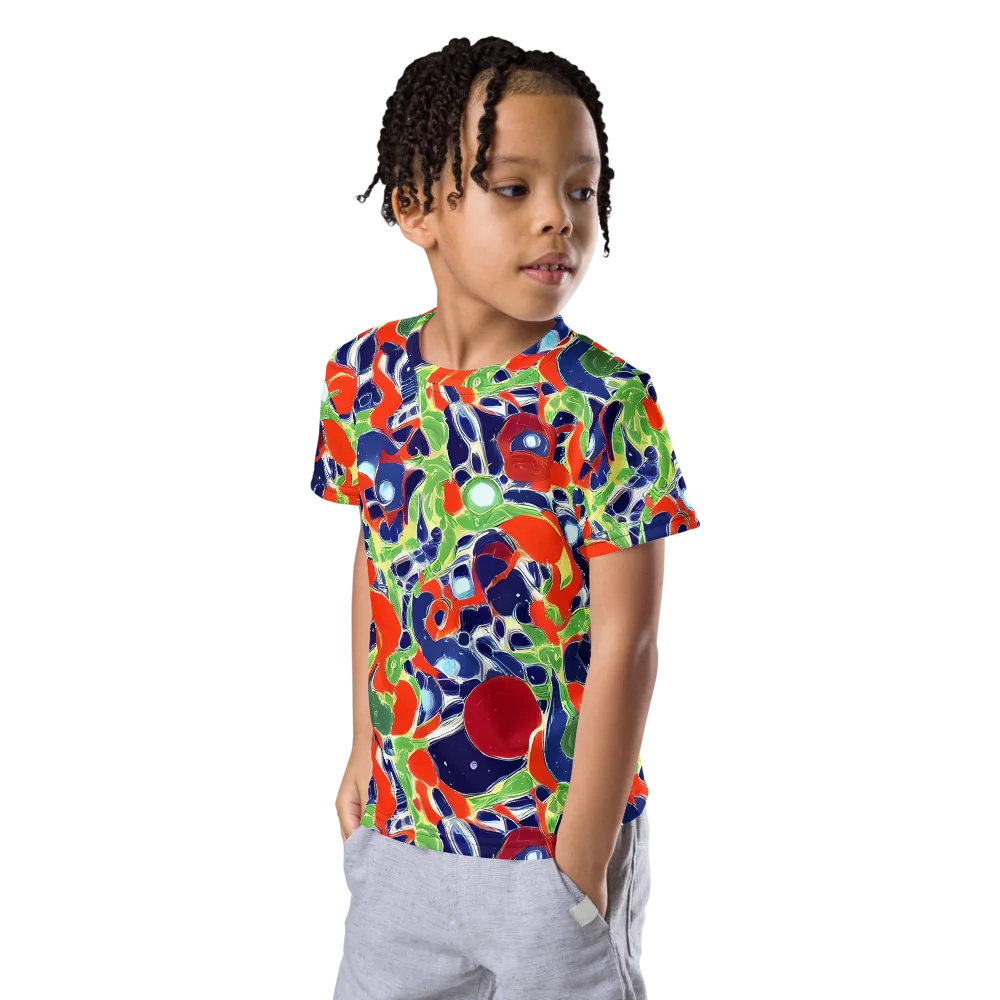 Neon Riviera on Kids Crew Neck T-Shirt — Left Front