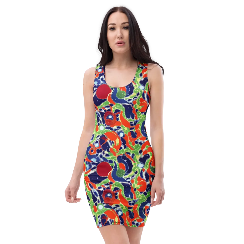 Neon Riviera on Bodycon Dress — Front