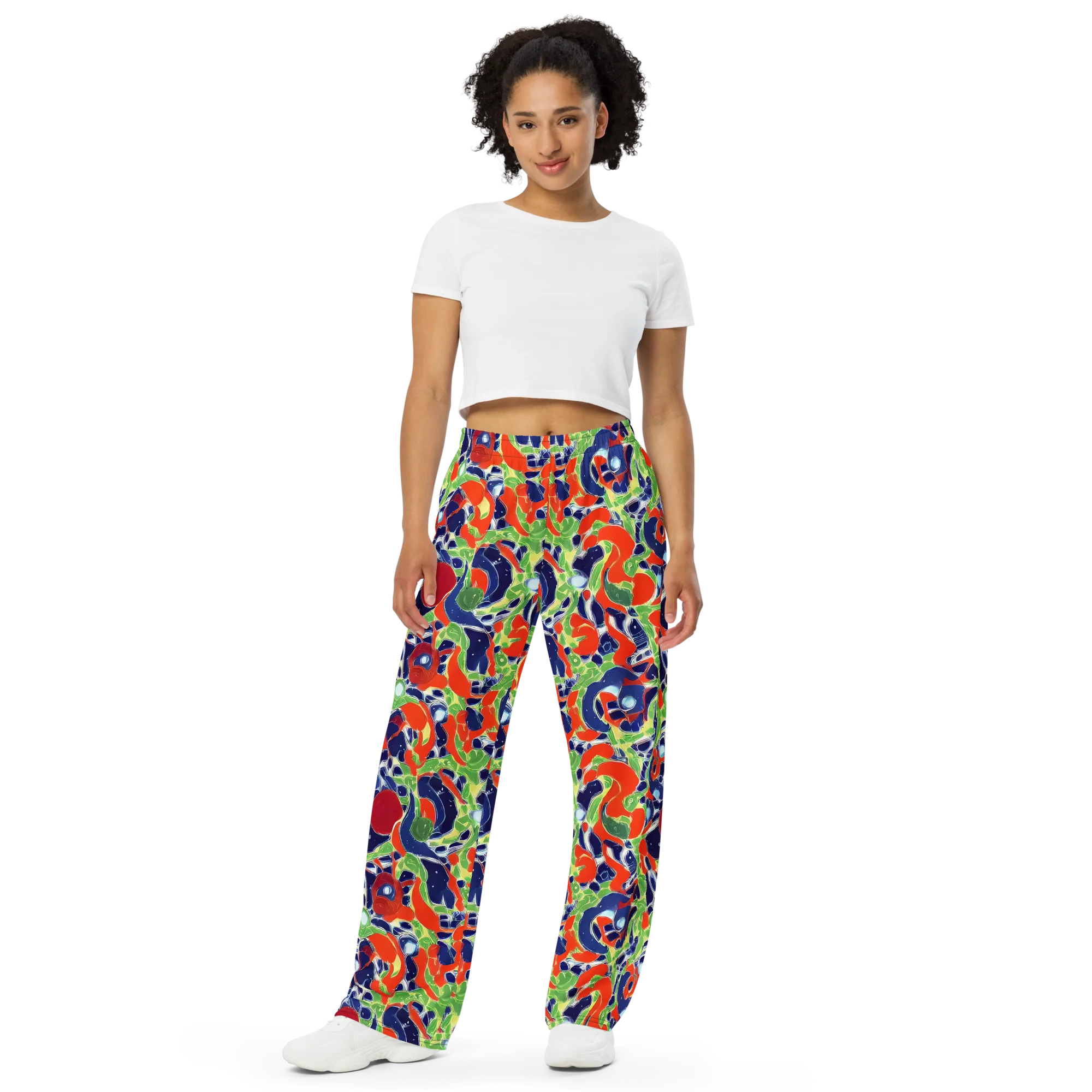 Neon Riviera on Wide-Leg Pants — Front