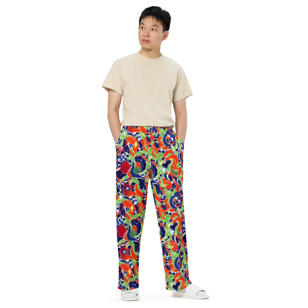 Neon Riviera on Wide-Leg Pants — Front
