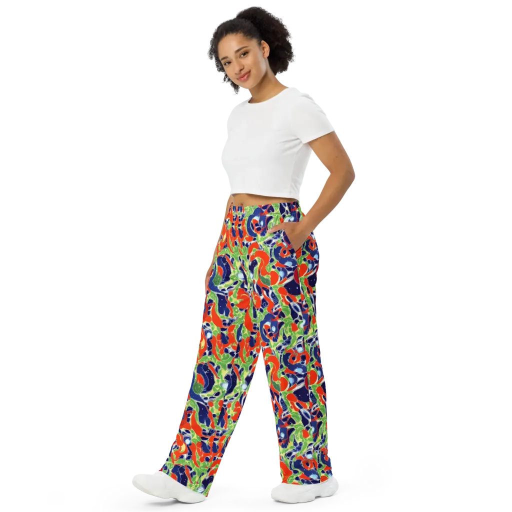 Neon Riviera on Wide-Leg Pants — Left Front