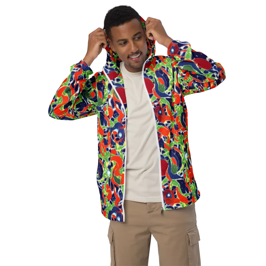 Neon Riviera on Men's Windbreaker — Front