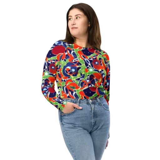 Neon Riviera on a Long Sleeve Crop Top