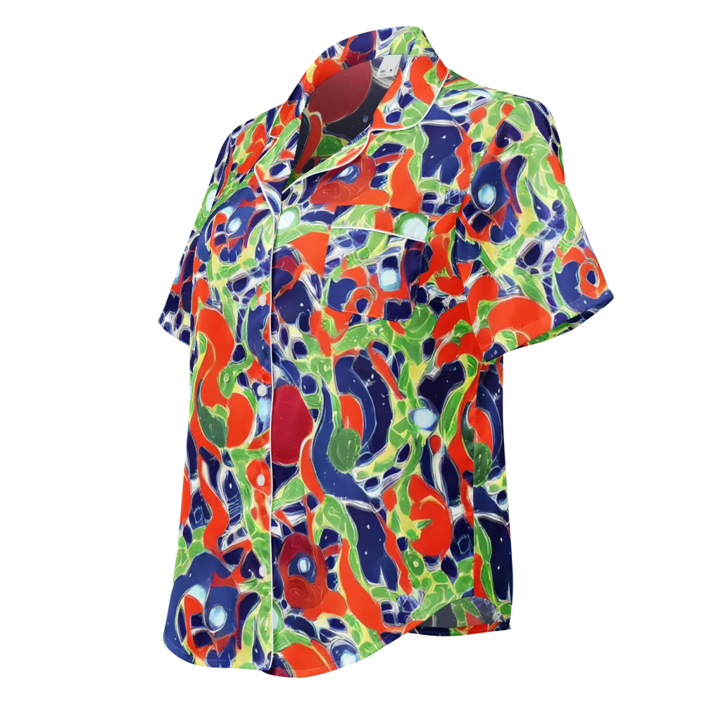 Neon Riviera on Women's Short Sleeve Pajama Top — Left Front