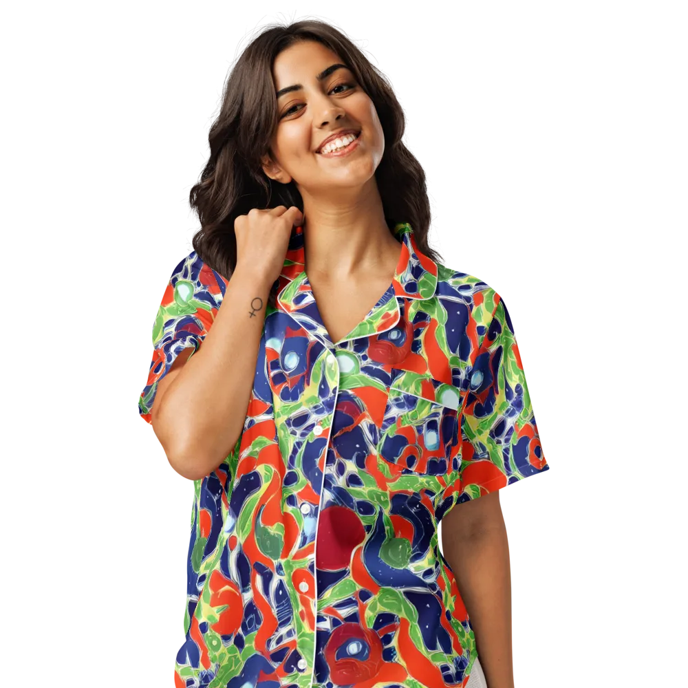 Neon Riviera on Women's Short Sleeve Pajama Top — Front