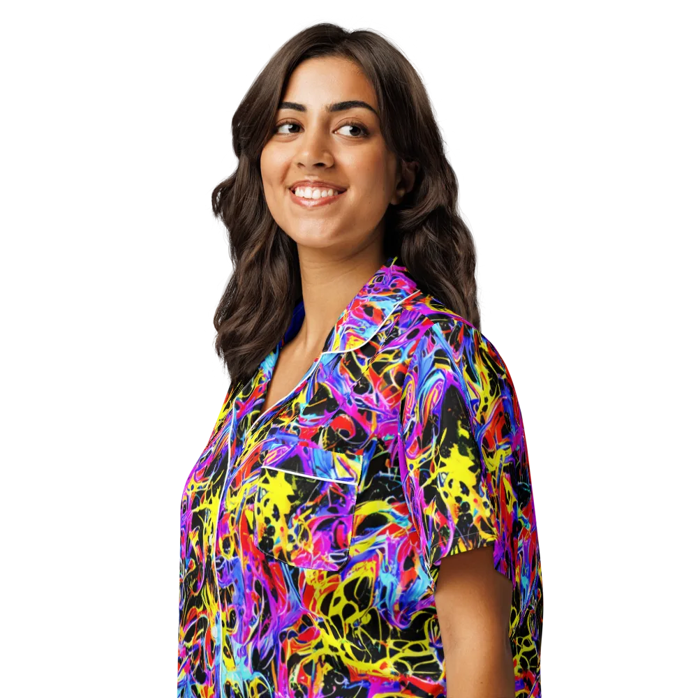 Spectrum Shockwave on Women's Short Sleeve Pajama Top — Left Front