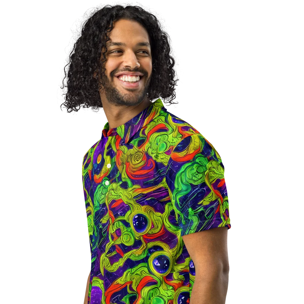 Infinite Arcade on Men's Slim Fit Polo Shirt — Left Front