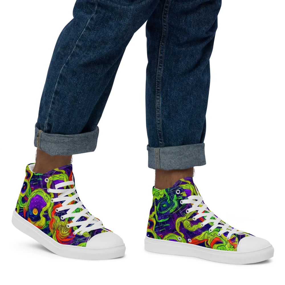 Infinite Arcade on Men's High Top Canvas Shoes — Right