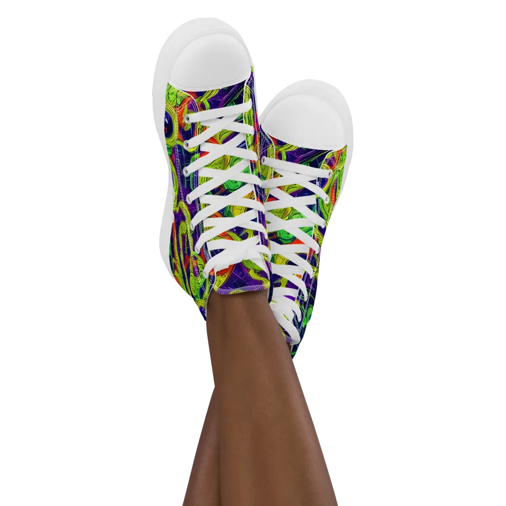 Infinite Arcade on Women's High Top Canvas Shoes — Front