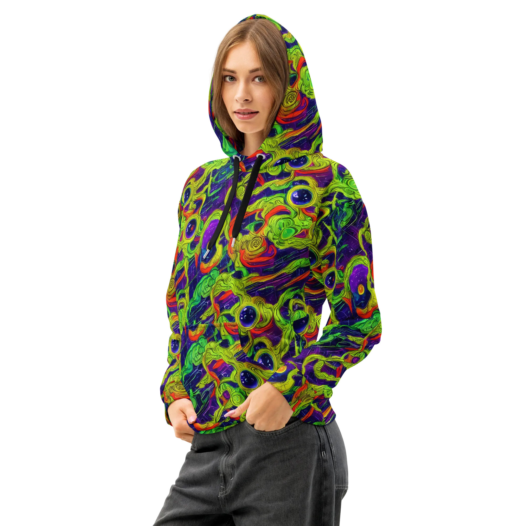 Infinite Arcade on Cotton Hoodie — Left Front