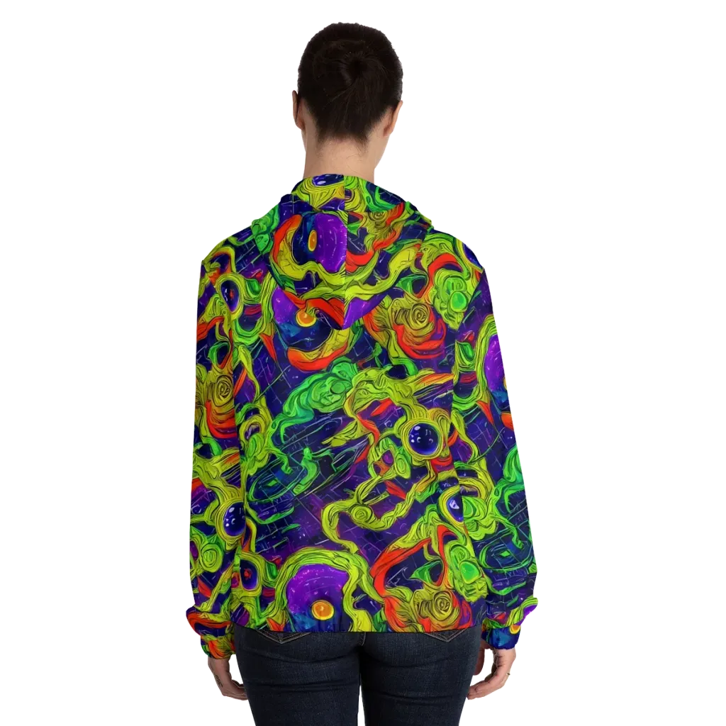 Infinite Arcade on Women's Full-Zip Hoodie — Back On Person