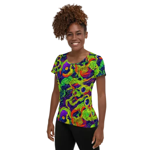 Infinite Arcade on a Women's Athletic T-Shirt