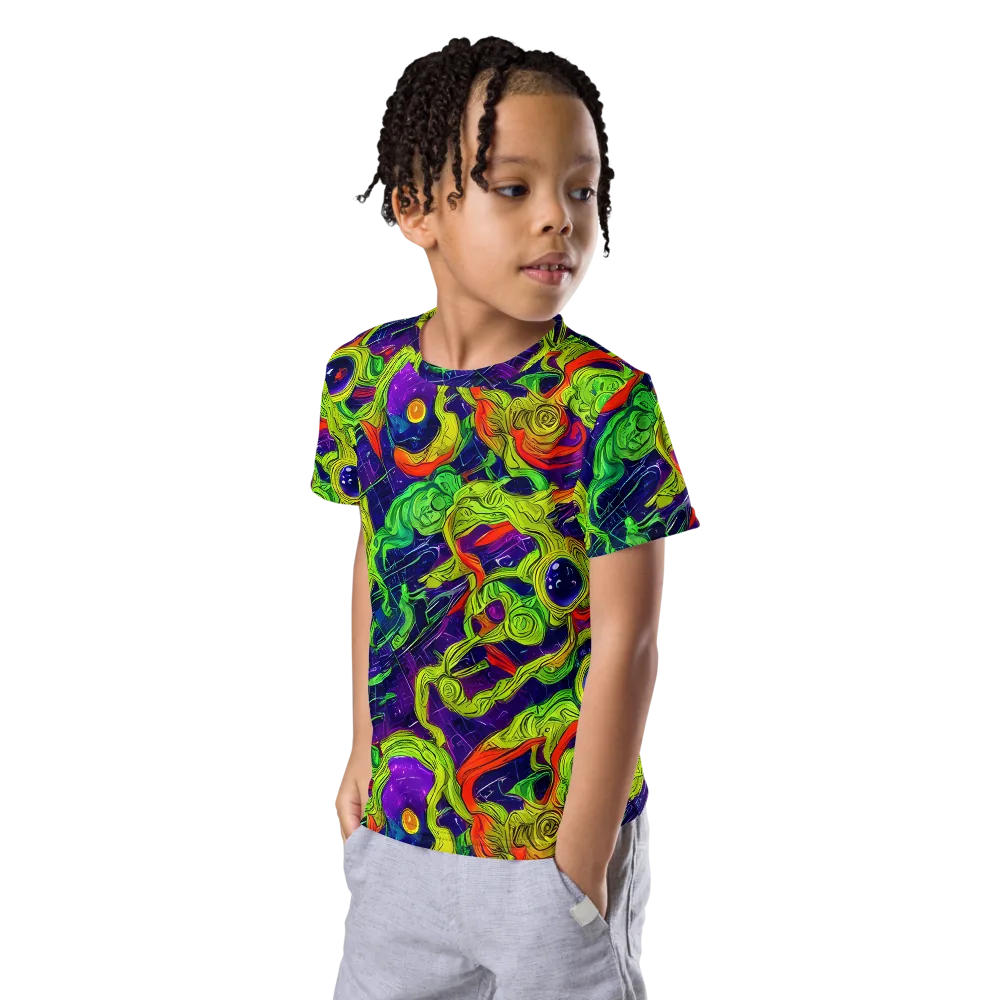 Infinite Arcade on Kids Crew Neck T-Shirt — Left Front