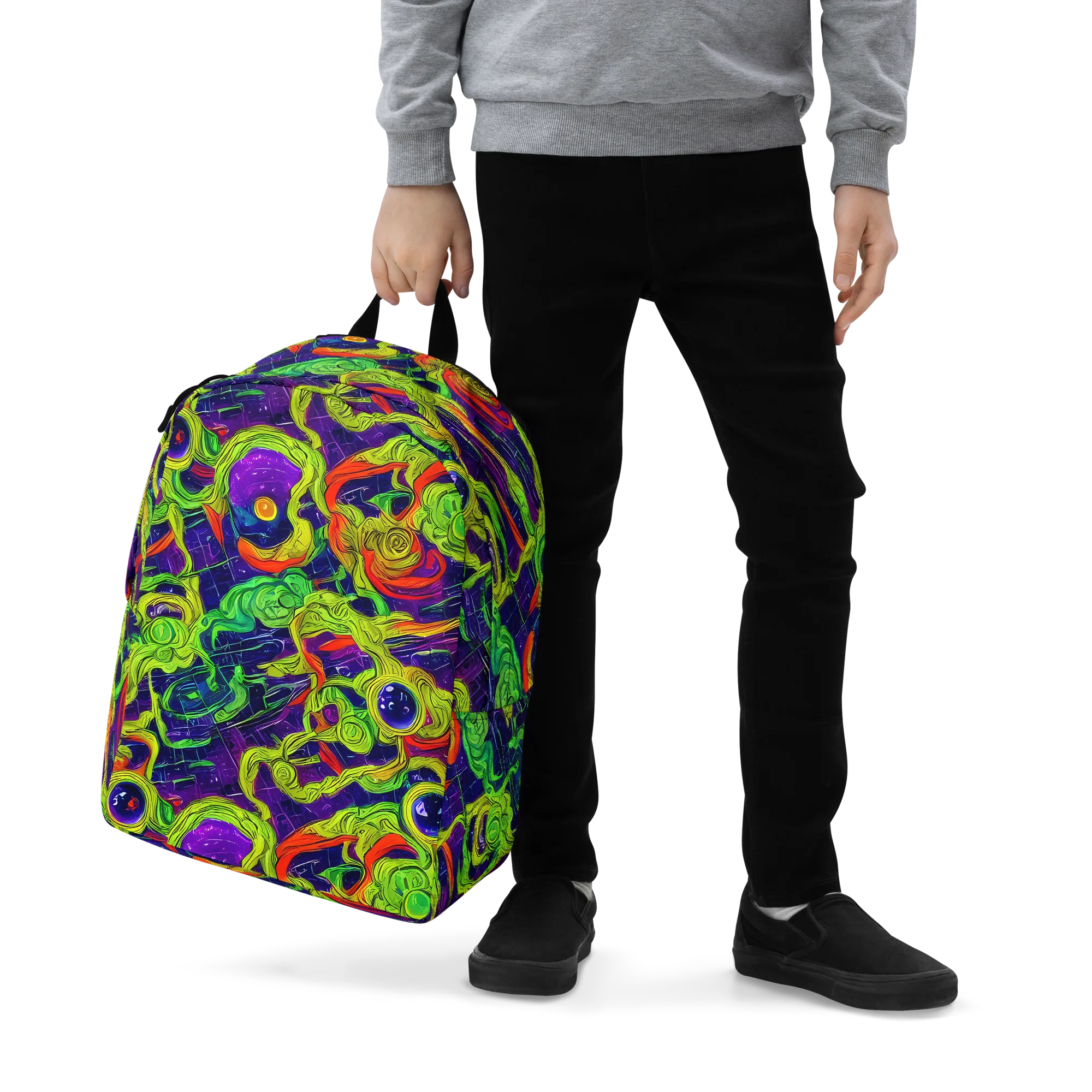 Infinite Arcade on Minimalist Backpack — Zoomed-in