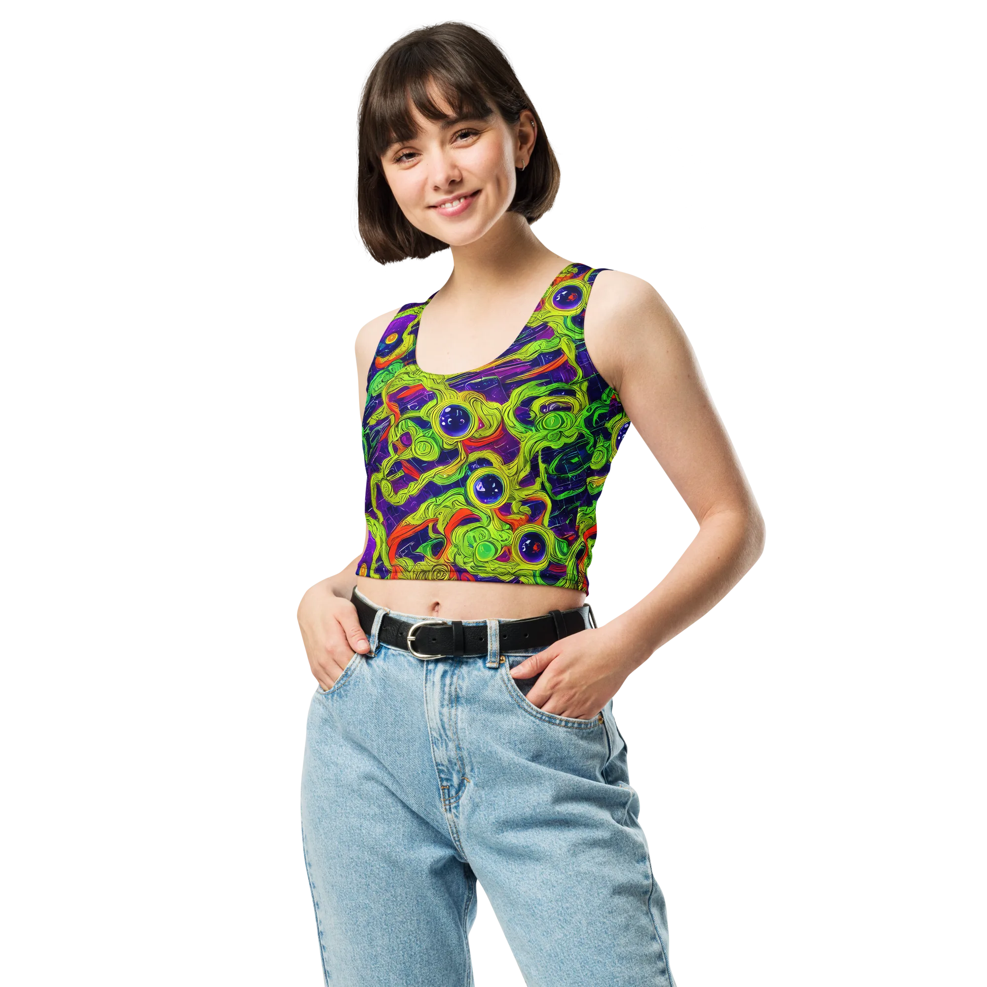 Infinite Arcade on Crop Top — Front