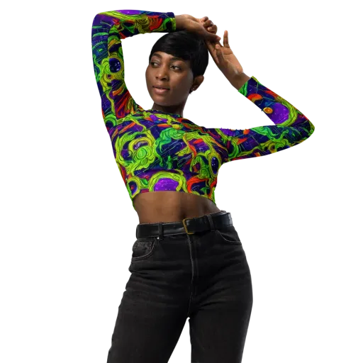 Infinite Arcade on a Long Sleeve Crop Top
