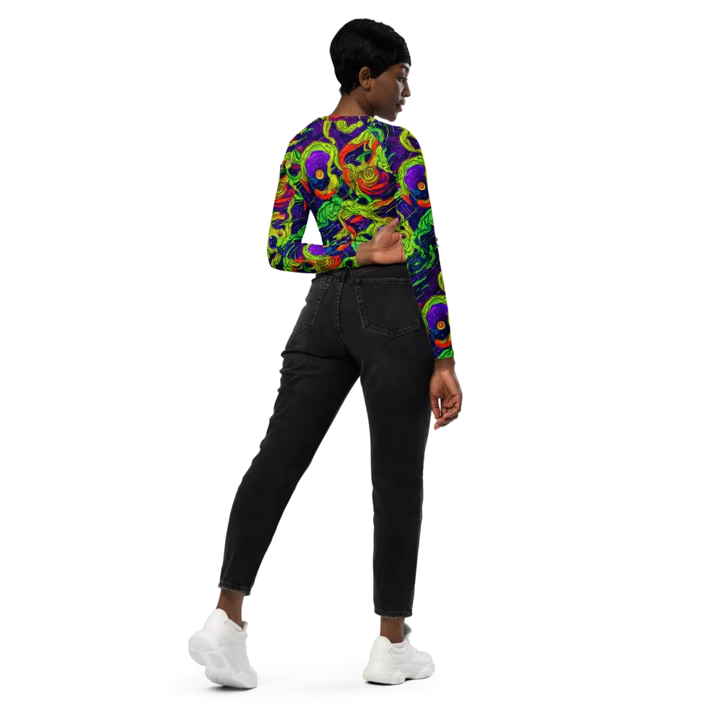Infinite Arcade on Long Sleeve Crop Top — Right Back