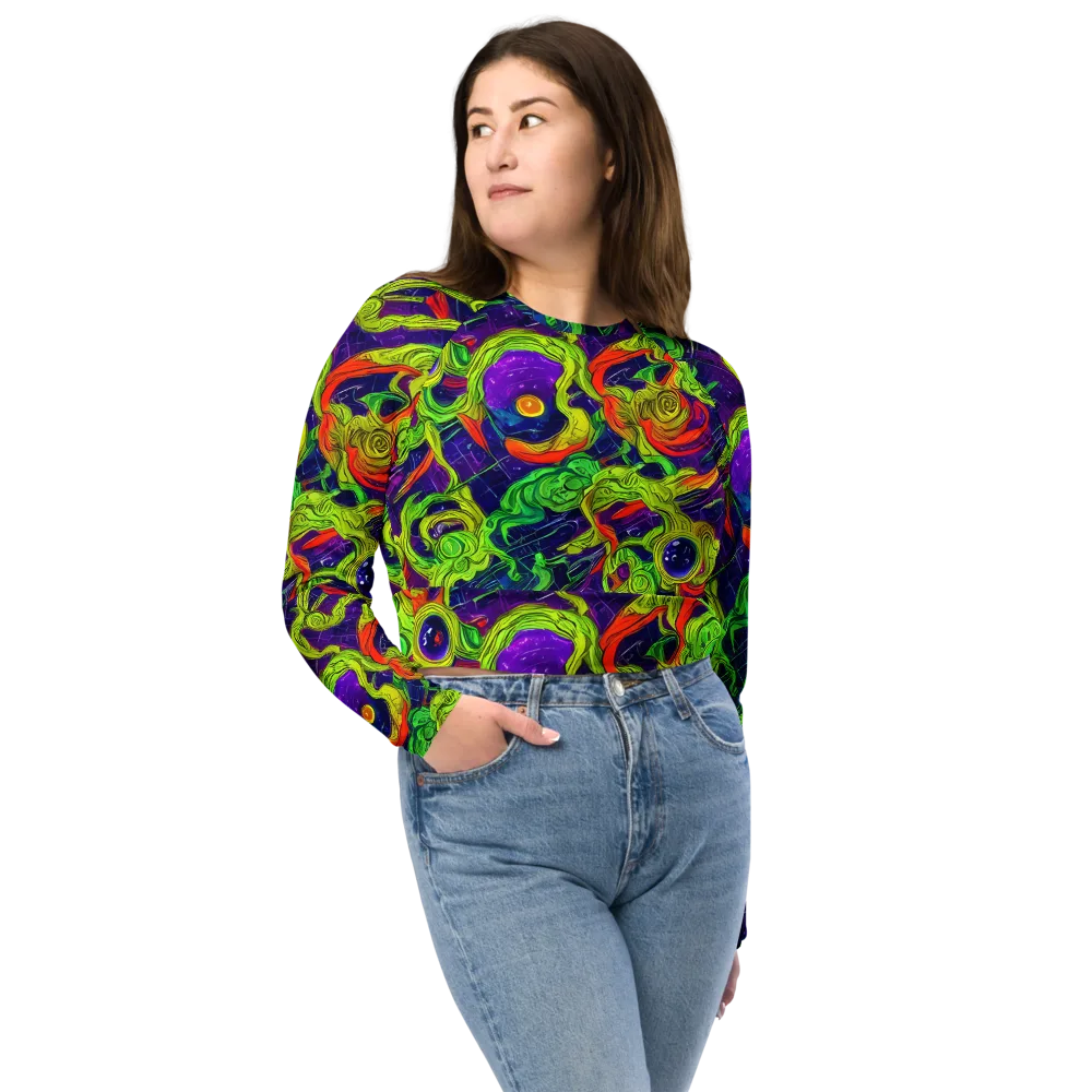 Infinite Arcade on Long Sleeve Crop Top — Front