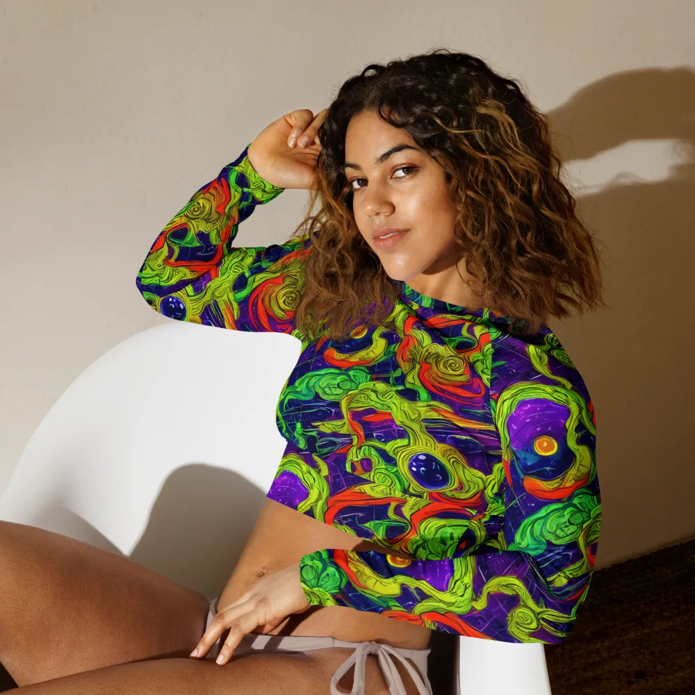 Infinite Arcade on Long Sleeve Crop Top — Left Front