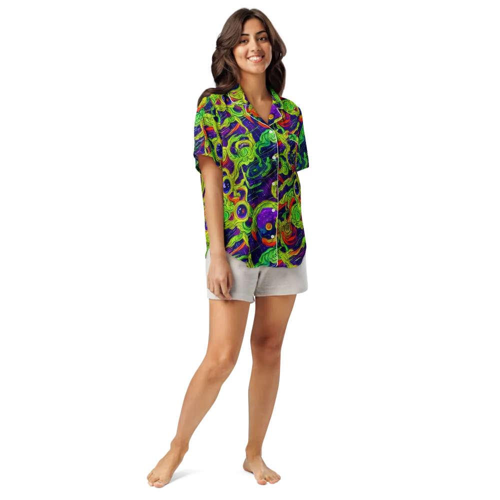 Infinite Arcade on Women's Short Sleeve Pajama Top — Front