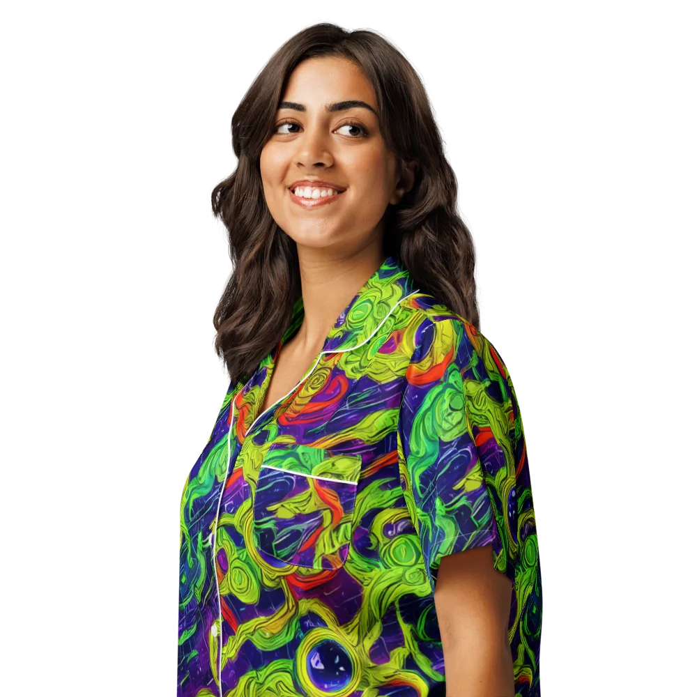 Infinite Arcade on Women's Short Sleeve Pajama Top — Left Front