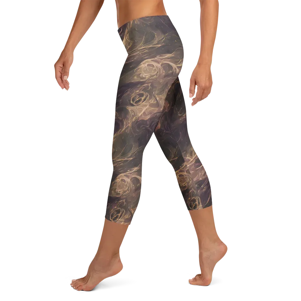 Bronze Vortex on Capri Leggings — Left
