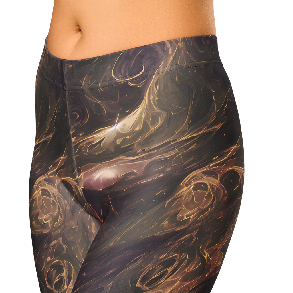 Bronze Vortex on Capri Leggings — Zoomed-in