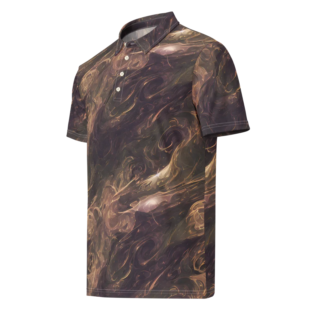 Bronze Vortex on Men's Slim Fit Polo Shirt — Left Front