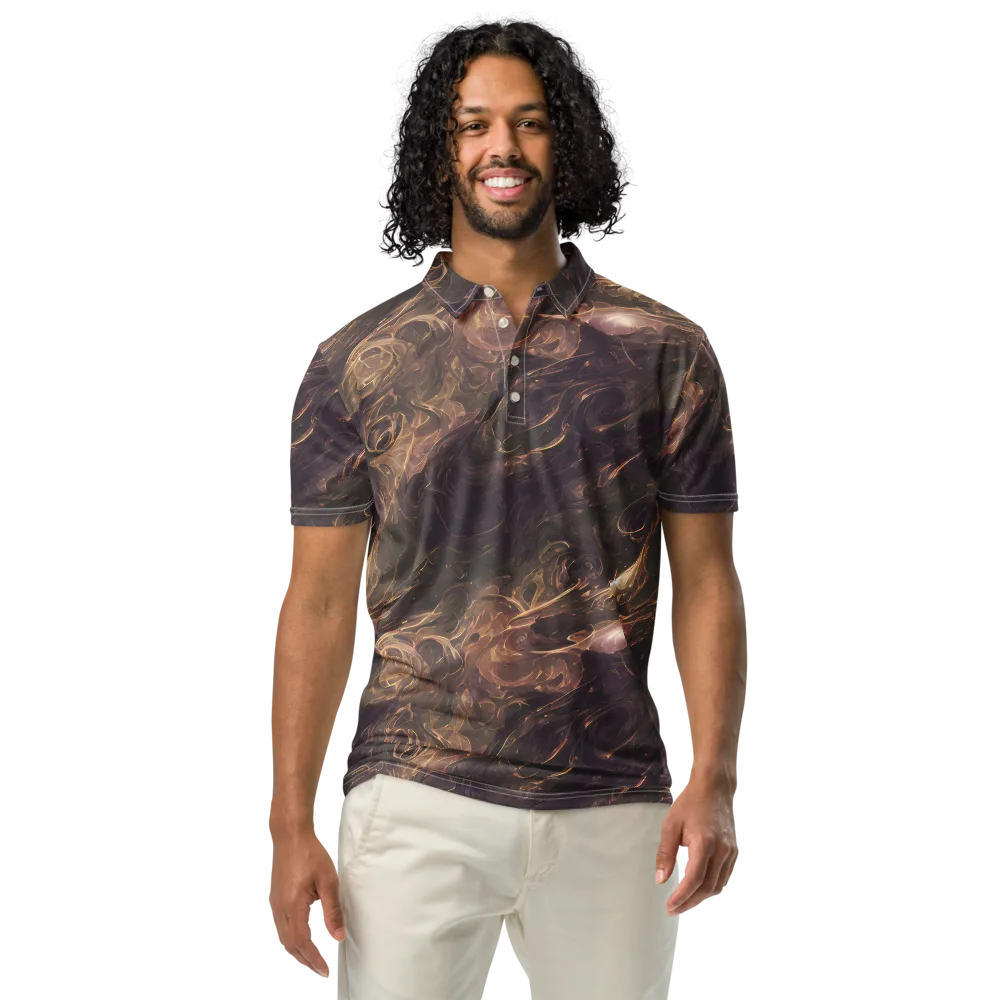 Bronze Vortex on Men's Slim Fit Polo Shirt — Front