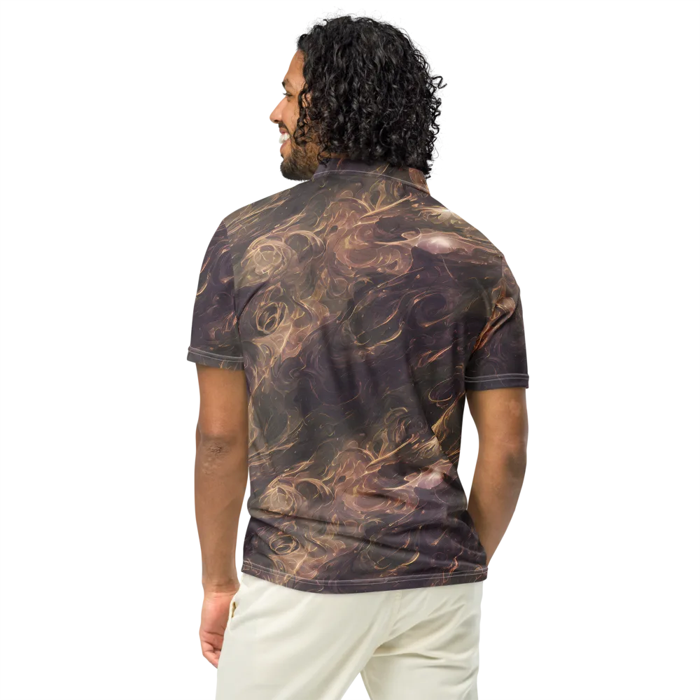 Bronze Vortex on Men's Slim Fit Polo Shirt — Back