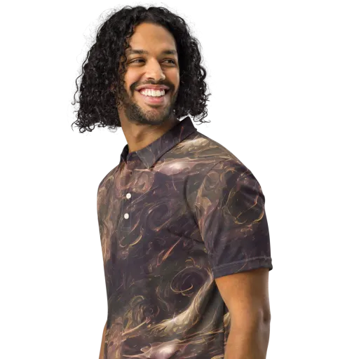 Bronze Vortex on a Men's Slim Fit Polo Shirt