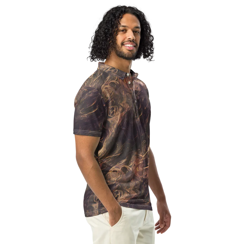 Bronze Vortex on Men's Slim Fit Polo Shirt — Right Front
