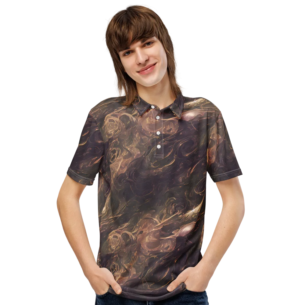Bronze Vortex on Men's Slim Fit Polo Shirt — Front
