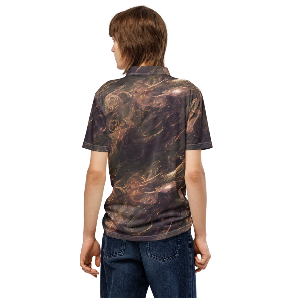 Bronze Vortex on Men's Slim Fit Polo Shirt — Back