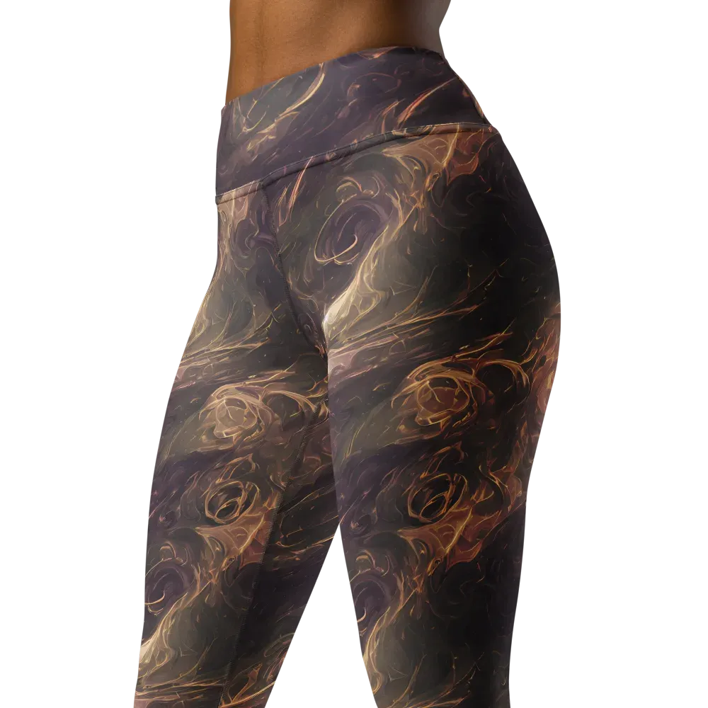 Bronze Vortex on Yoga Leggings — Left Front