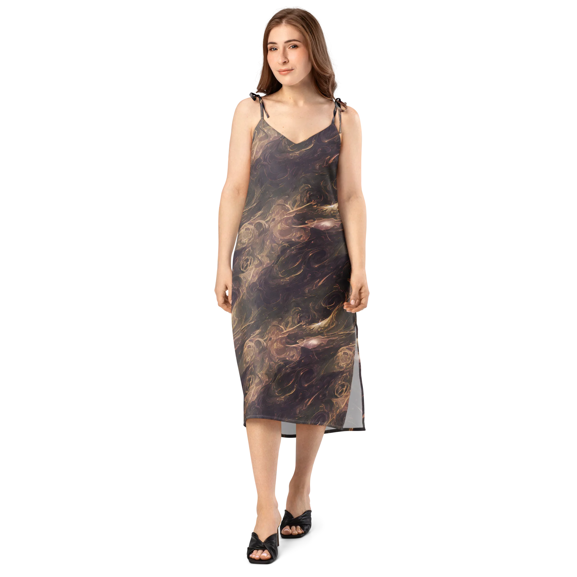 Bronze Vortex on Slip Dress — Front