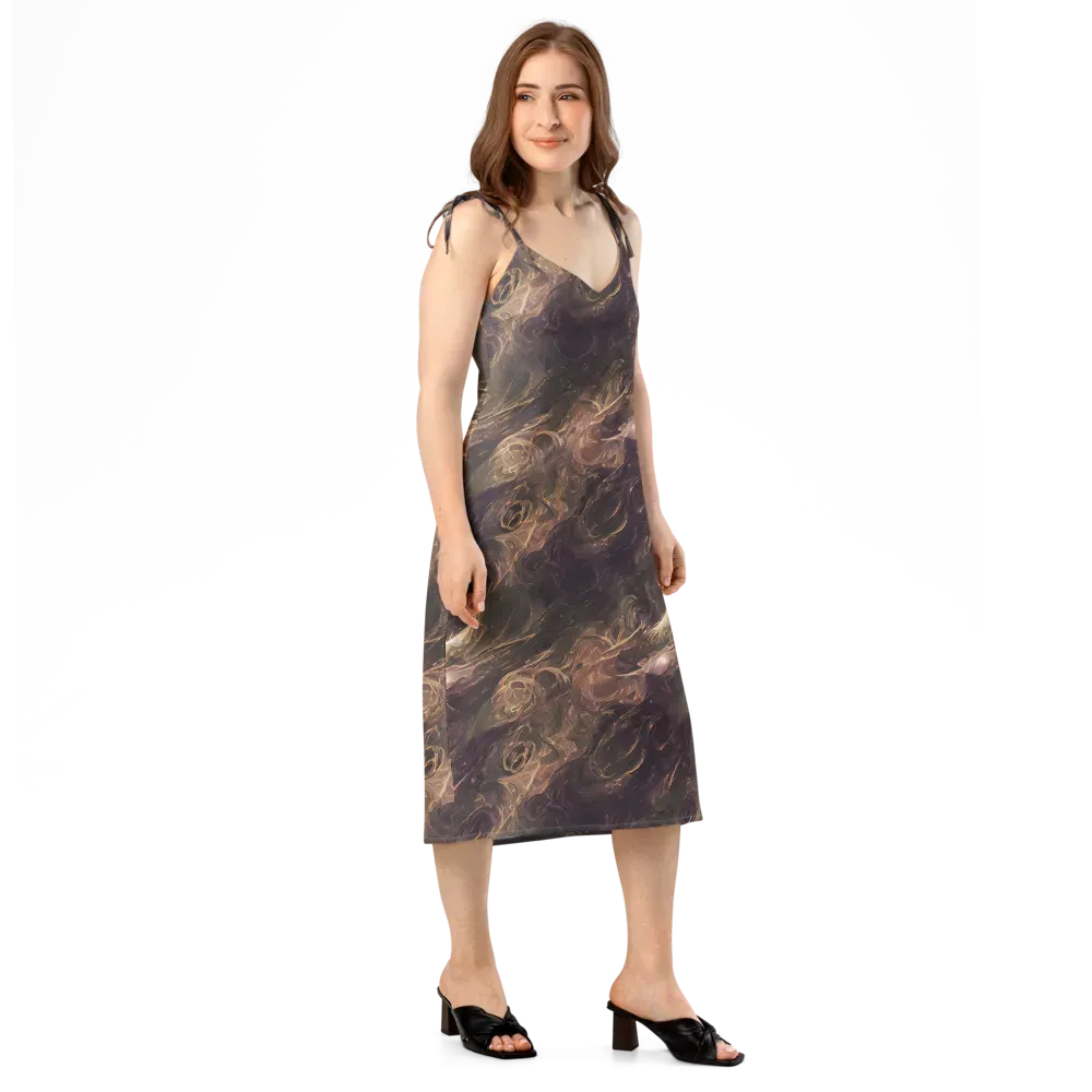 Bronze Vortex on Slip Dress — Right Front