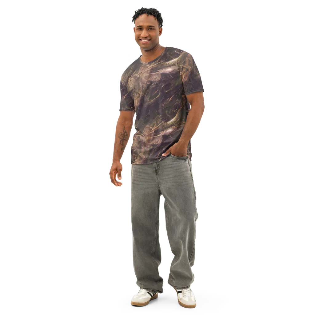 Bronze Vortex on Men's Cotton Crew Neck T-Shirt — Front