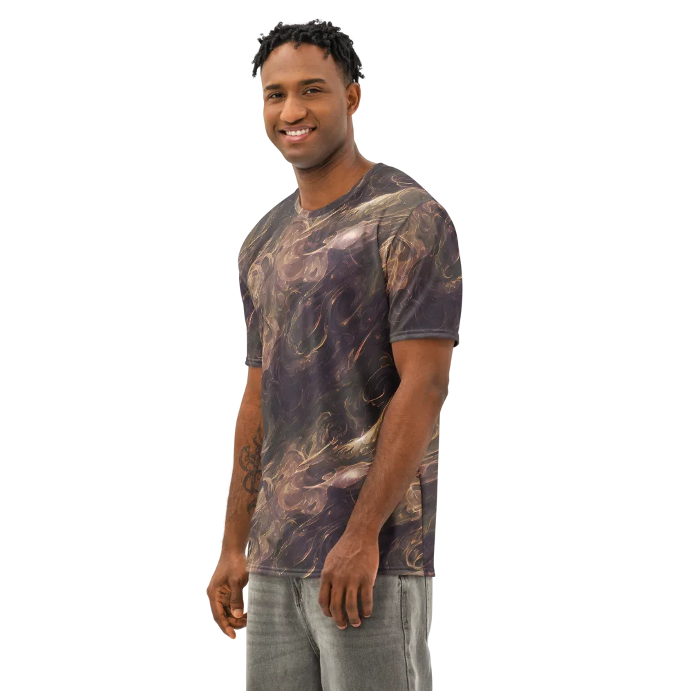 Bronze Vortex on Men's Cotton Crew Neck T-Shirt — Left Front