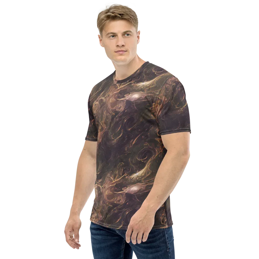 Bronze Vortex on Men's Crew Neck T-Shirt — Left
