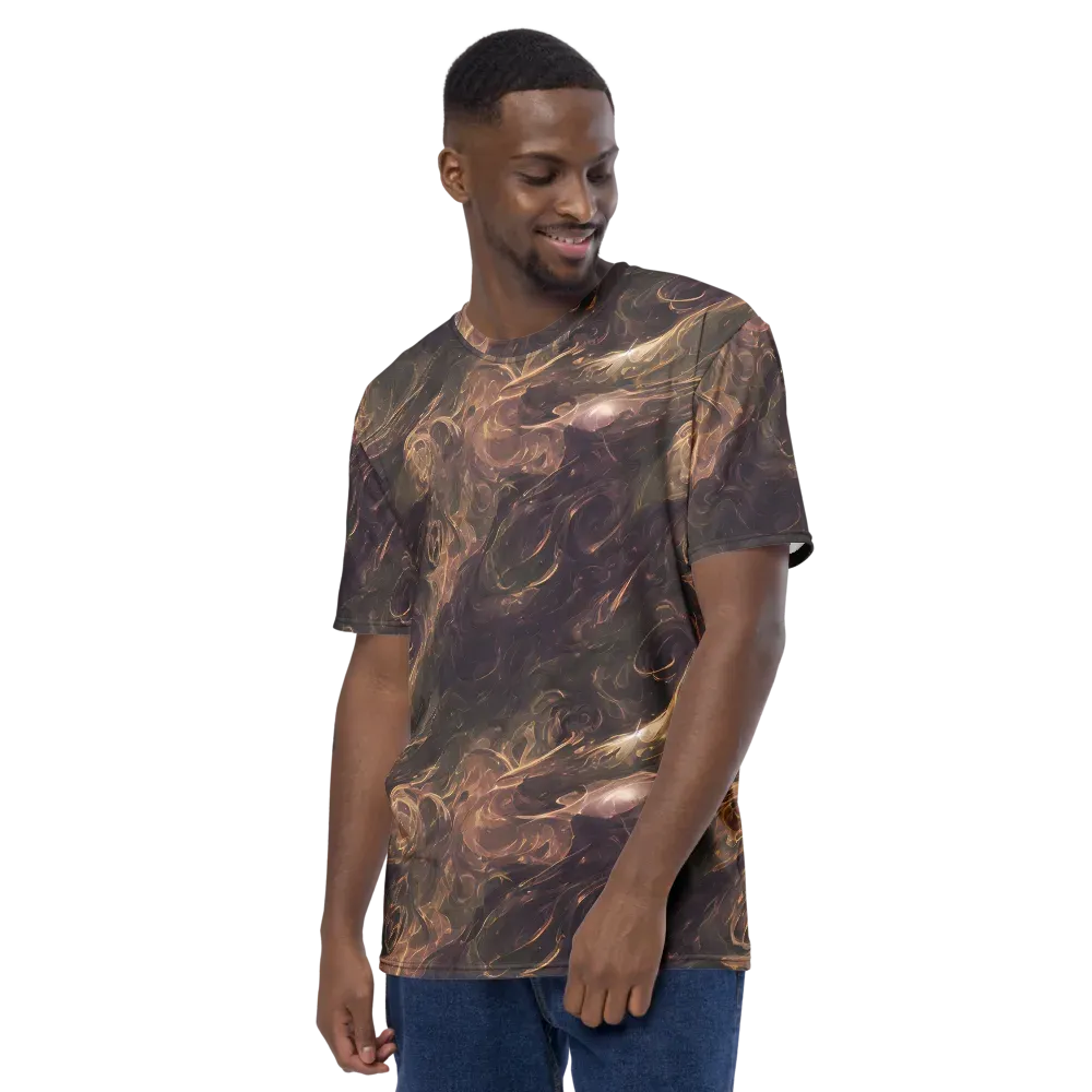 Bronze Vortex on Men's Crew Neck T-Shirt — Left