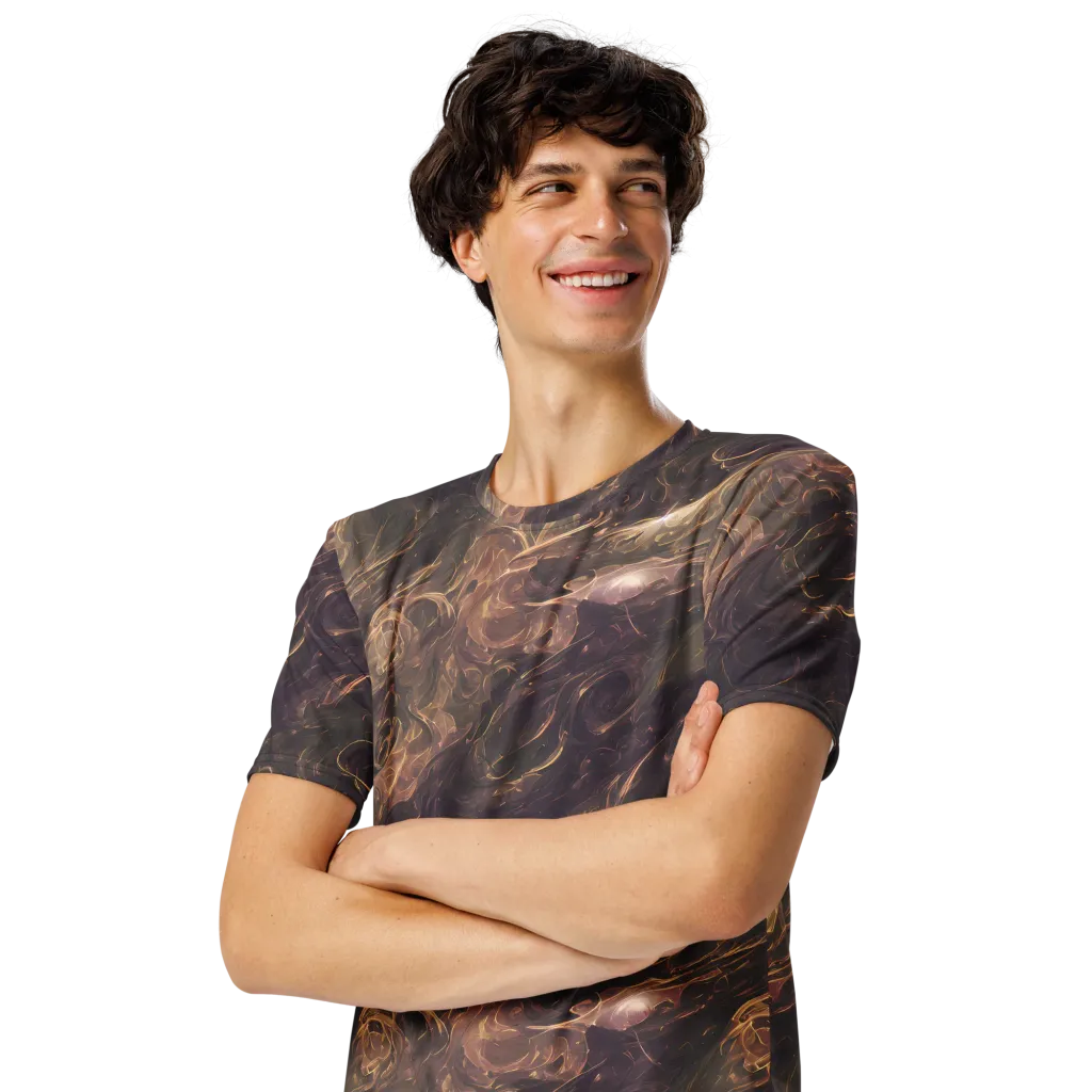 Bronze Vortex on Men's Crew Neck T-Shirt — Left Front