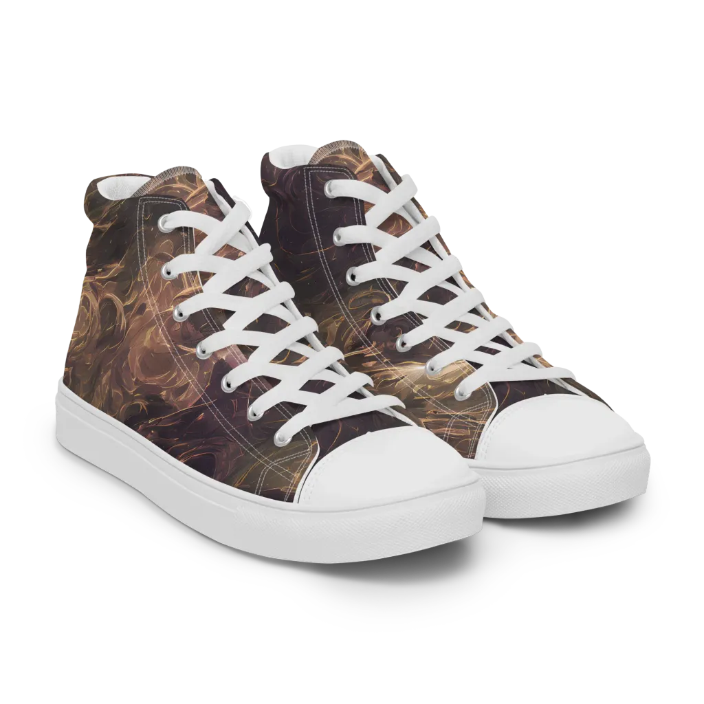 Bronze Vortex on Men's High Top Canvas Shoes — Right Front