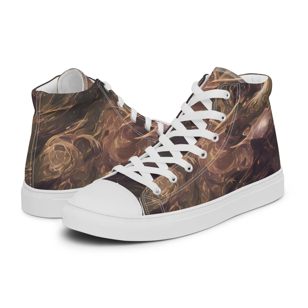 Bronze Vortex on Men's High Top Canvas Shoes — Left