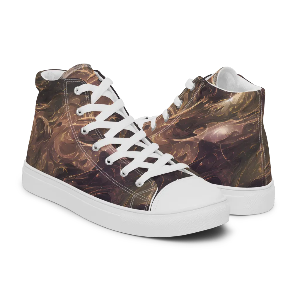 Bronze Vortex on Men's High Top Canvas Shoes — Right