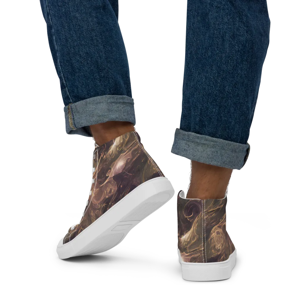 Bronze Vortex on Men's High Top Canvas Shoes — Back