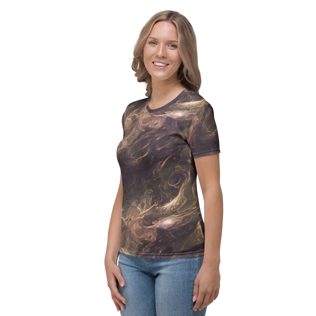 Bronze Vortex on Women's Crew Neck T-Shirt — Left