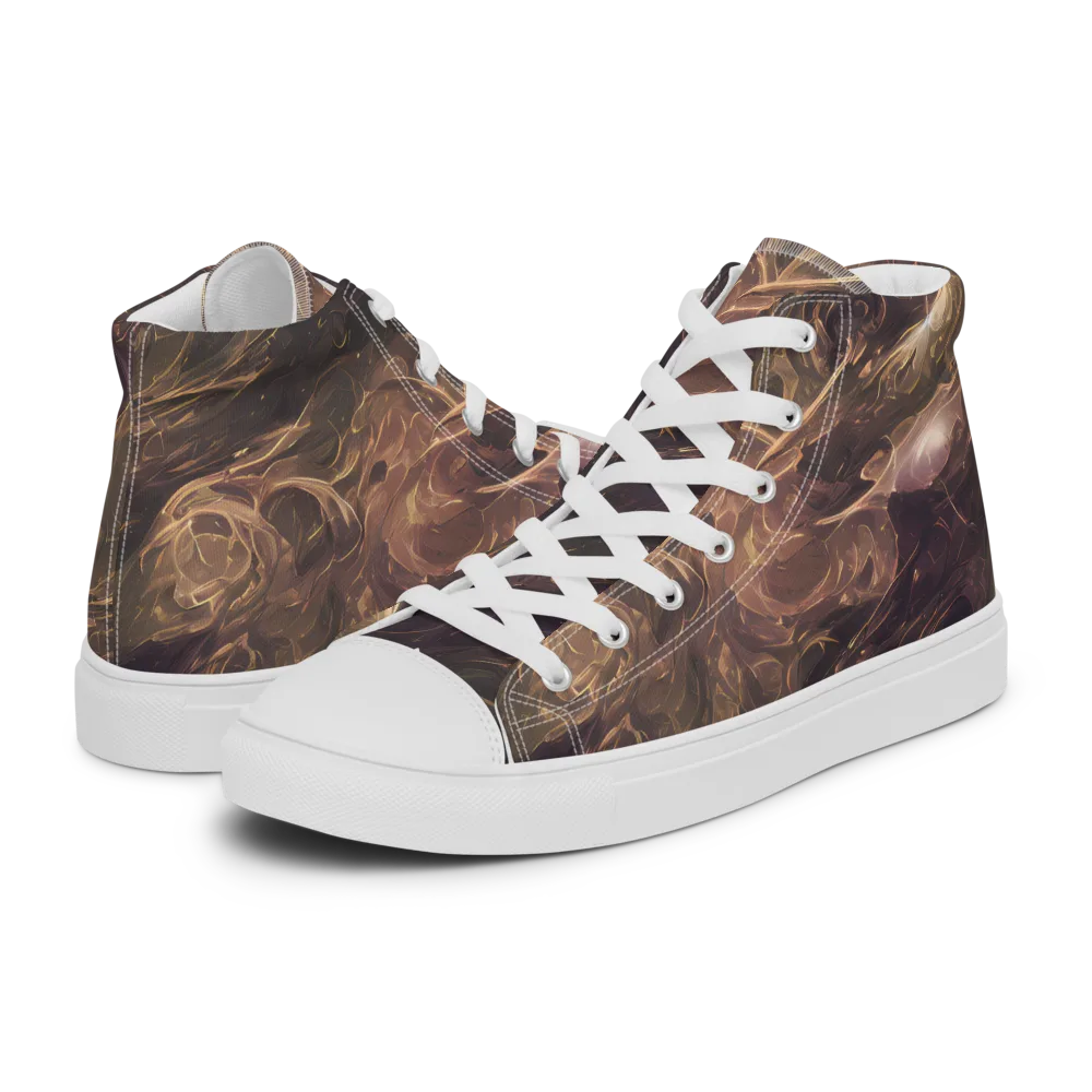 Bronze Vortex on Women's High Top Canvas Shoes — Left